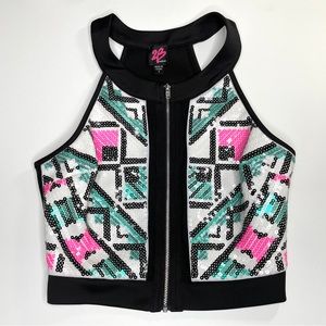 2B Bebe Crop Top Sequin Zip Up Sz S